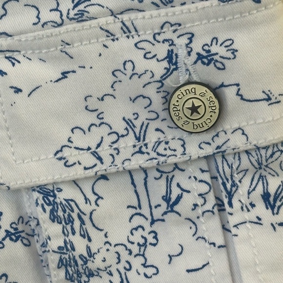 Cinq  A Sept Blue/White Garden Toile Stretch Cotton Cargo Skirt Size 4 Like New! - Picture 9 of 11